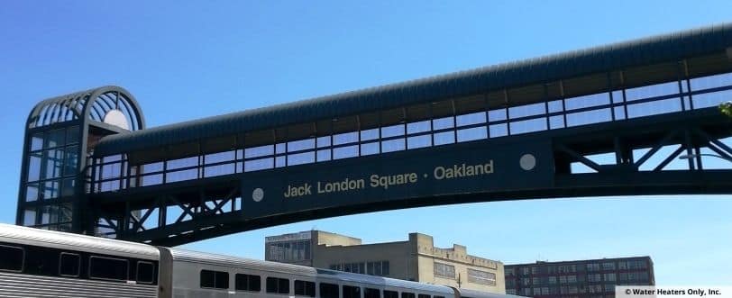 A bridge going over Jack London Square.